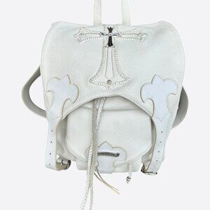 Chrome Hearts White & Silver Cross Leather Gunslinger Backpack
